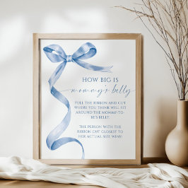 Blue Bow Wie groß ist Mommys Baby Shower Game Poster