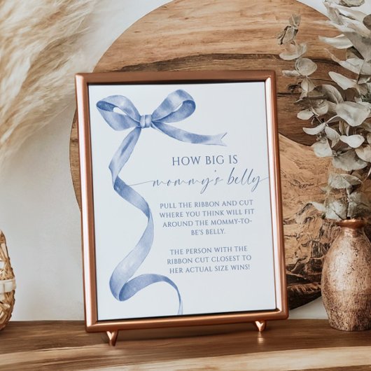 Blue Bow Wie groß ist Mommys Baby Shower Game Poster