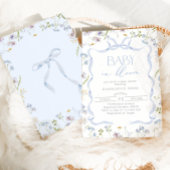 Blue Bow Wildblume Baby in Bloom Baby Boy Dusche Einladung
