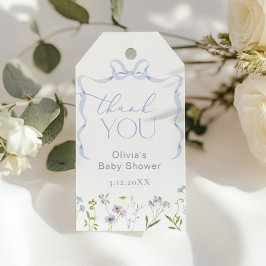 Blue Bow Wildblume Baby in Blüte Danke Geschenkanhänger