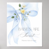 Blue Bow Wildblume Babys sind süß Poster (Vorne)