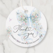 Blue Bow Wildflower Baby Shower Thank You Geschenkanhänger (Vorderseite)