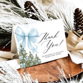 Blue Bow Winter Baby Dusche Danke Karte