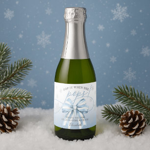 Blue Bow Winter Baby Pop Es, wenn sie Pop Schaumweinetikett