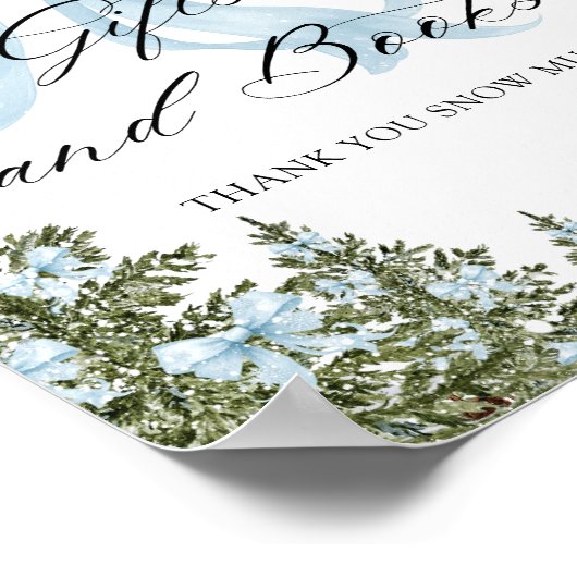 Blue Bow Winter Baby Showbook Poster (Ecke)