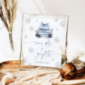 Blue Bow Winter Books Baby Shower Cards & Gifts Poster