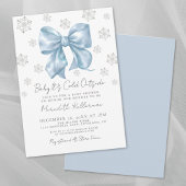 Blue Bow Winter Boy Baby Dusche Einladung