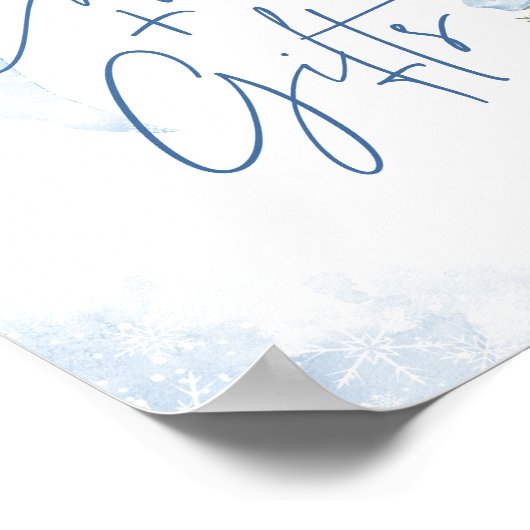 Blue Bow Winter SnowflakeBaby Shower Cards & Gifts Poster (Ecke)