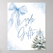 Blue Bow Winter SnowflakeBaby Shower Cards & Gifts Poster (Vorne)