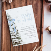 Blue Bow Winter Wonderland Boy Baby Dusche Einladung