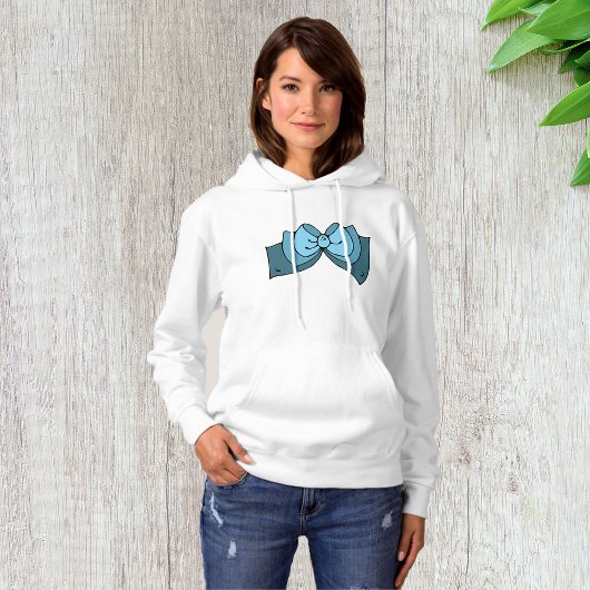 Blue Bow Womens Hoodie