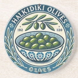 Blue Bowl Greek Olive Picture Design Getränkeuntersetzer
