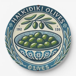 Blue Bowl Greek Olive Picture Design Pappteller