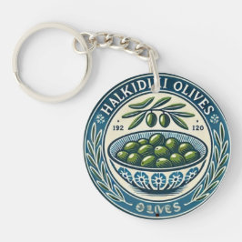 Blue Bowl Greek Olive Picture Design Schlüsselanhänger