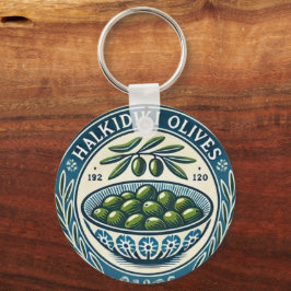 Blue Bowl Greek Olive Picture Design Schlüsselanhänger