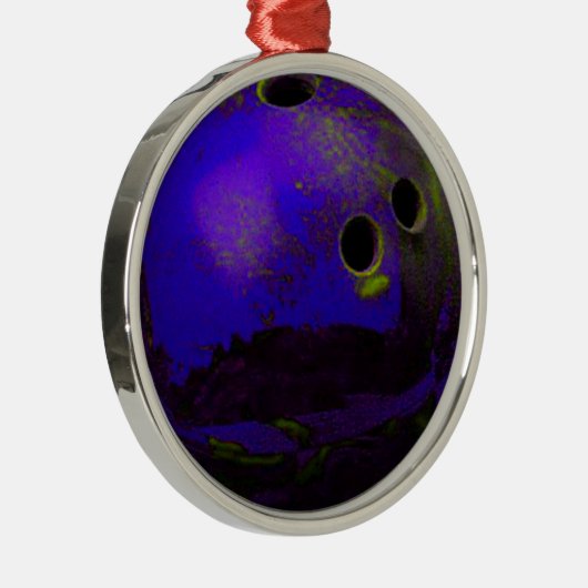 Blue Bowling Ball individualisieren Ornament Aus Metall (Rechts)