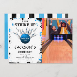 Blue Bowling Foto Einladung