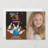 Blue Bowling Geburtstagseinladungen mit Foto Einladung (Vorderseite)