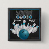 Blue Bowling Party Button (Vorderseite)