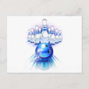 Blue Bowling Postkarte