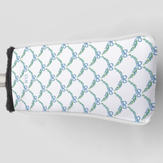 Blue Bows and Beaus Coastal Garland Putter Golf Headcover (Vorderseite)