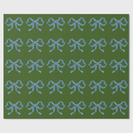 Blue Bows auf Green Geschenkpapier (Flach)