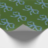 Blue Bows auf Green Geschenkpapier (Ecke)