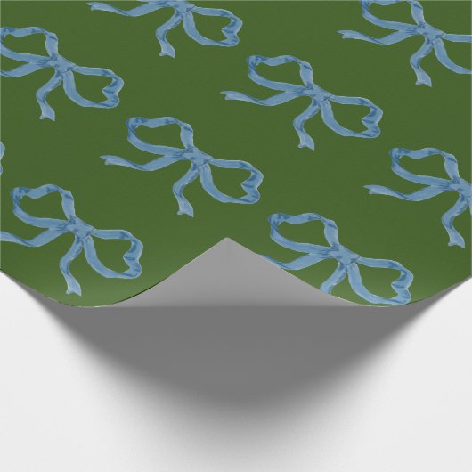 Blue Bows auf Green Geschenkpapier (Ecke)