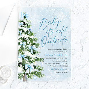 Blue Bows Baby It's Cold Outside Baby Dusche Acryleinladungen