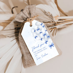 Blue Bows Balloons Geburtstagsgeschenke Tags Geschenkanhänger