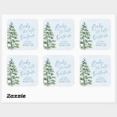 Blue Bows Boy Baby It's Cold Outside Baby Dusche Quadratischer Aufkleber (Blatt)