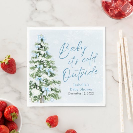 Blue Bows Boy Baby It's Cold Outside Baby Dusche Serviette (Beispiel)