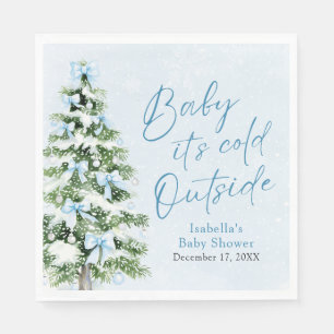 Blue Bows Boy Baby It's Cold Outside Baby Dusche Serviette