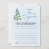 Blue Bows Christmas Baby Shower Time Capsule Game Einladung (Vorderseite)