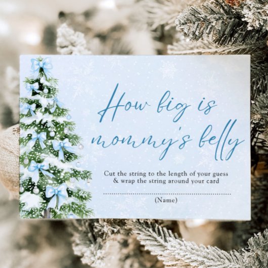 Blue Bows Christmas How Big is Mommy's Belly Game Einladung