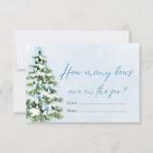 Blue Bows Christmas How Many Bows Baby Shower Game Einladung (Vorderseite)