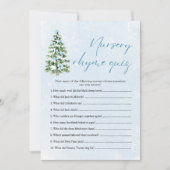 Blue Bows Christmas Nursery Rhyme Quiz Baby Shower Einladung (Vorderseite)