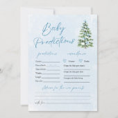 Blue Bows Christmas Tree Snow Baby Prediction Game Einladung (Vorderseite)