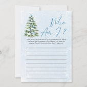 Blue Bows Christmas Tree Who Am I Baby Shower Game Einladung (Vorderseite)