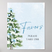 Blue Bows Christmas Tree Winter Baby Shower Favors Poster (Vorne)