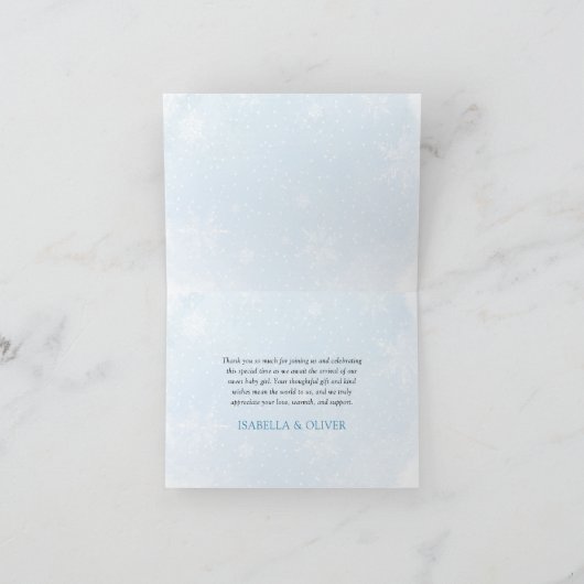 Blue Bows Christmas Tree Winter Thank you card Dankeskarte (Innenseite)