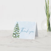 Blue Bows Christmas Tree Winter Thank you card Dankeskarte (Vorderseite)