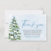 Blue Bows Christmas Tree Winter Thank you card Einladung (Vorderseite)
