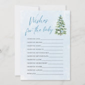 Blue Bows Christmas Wishes For Baby Advice Game Einladung (Vorderseite)