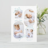 Blue Bows Collage 4 Foto Fotos Foto Baby Ankündigung (Stehend Vorderseite)