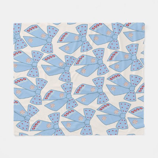 Blue Bows Coquette Fleecedecke (Vorderseite (Horizontal))