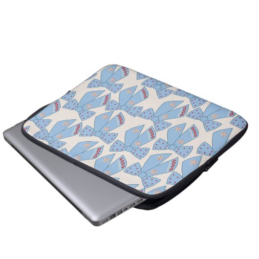Blue Bows Coquette Laptopschutzhülle (Vorne Knopf)
