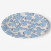 Blue Bows Coquette Pappteller (Schrägansicht)