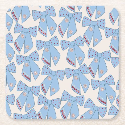 Blue Bows Coquette Rechteckiger Pappuntersetzer (Vorderseite)