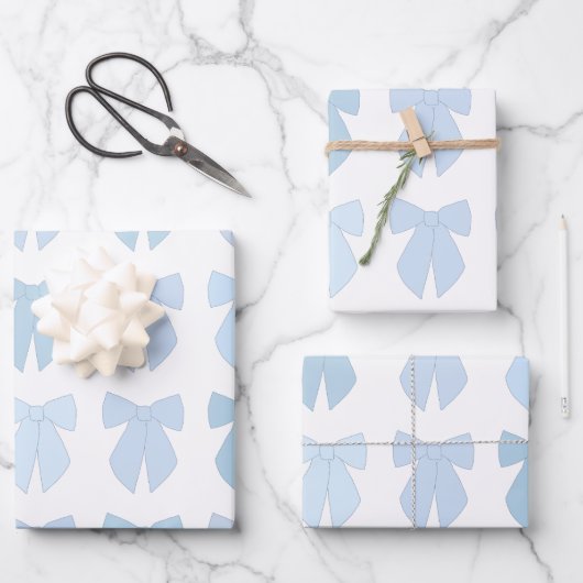 Blue Bows Geschenkpapier Set (Vorderseite)